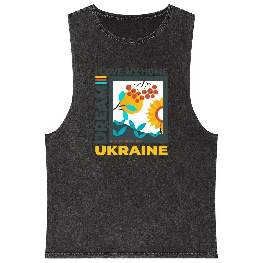 Print Ukraine sunflower Mineral Wash Tank Tops
