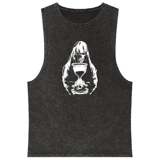 Death Grim Reaper Hourglass Heavy & Death Metal Mineral Wash Tank Tops