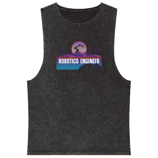 Robot Robotics Engineer Retro Mineral Wash Tank Tops