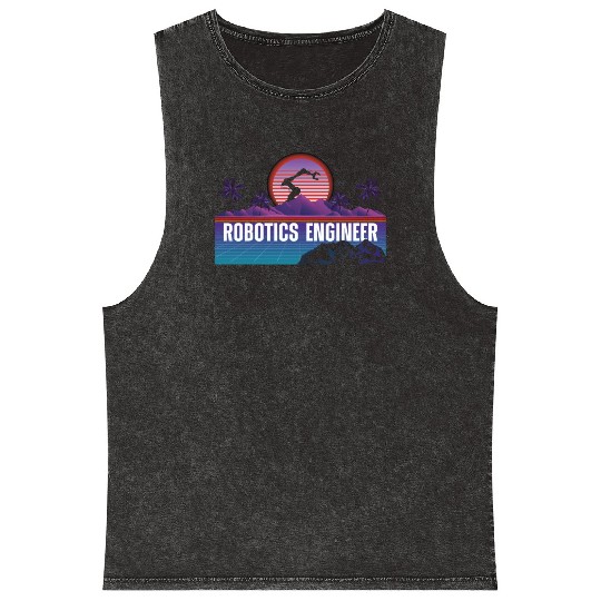 Robot Robotics Engineer Retro Mineral Wash Tank Tops
