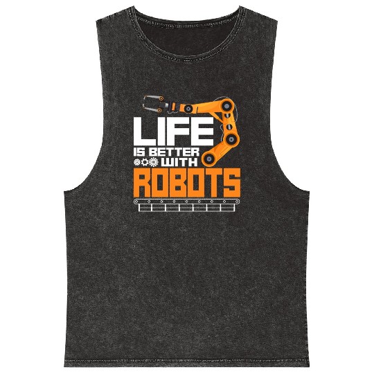 Robot Robotics Engineer Vintage Mineral Wash Tank Tops