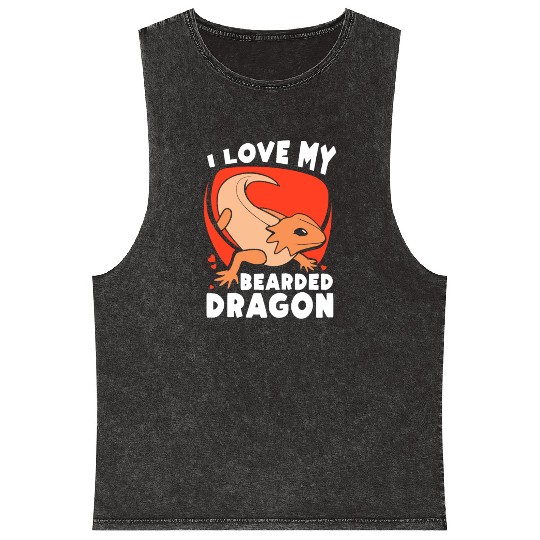I Love My Bearded Dragon Animal Lover Reptile Pet Mineral Wash Tank Tops