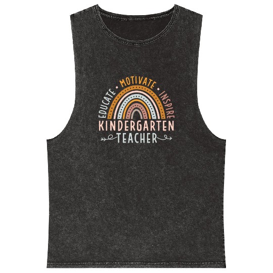 Educate Motivate Inspire Kindergarten Teacher Mineral Wash Tank Tops