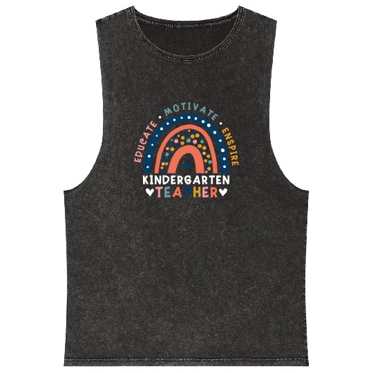 Educate Motivate Inspire Kindergarten Teacher Mineral Wash Tank Tops
