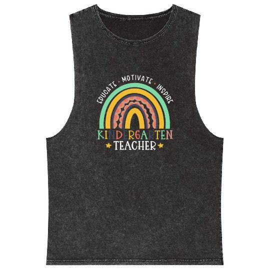 Educate Motivate Inspire Kindergarten Teacher Mineral Wash Tank Tops