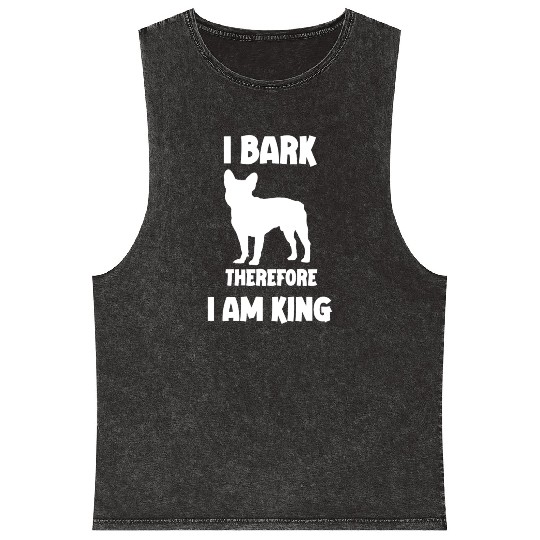 I bark therefore i am King French Bulldog white Mineral Wash Tank Tops