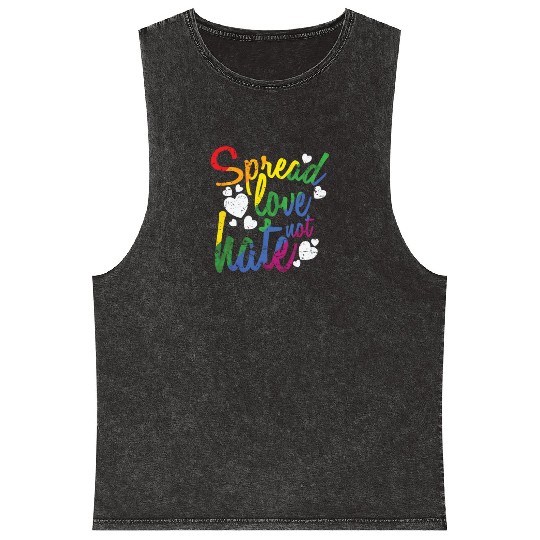 Spread Love not hate LGBT Rainbow Mineral Wash Tank Tops