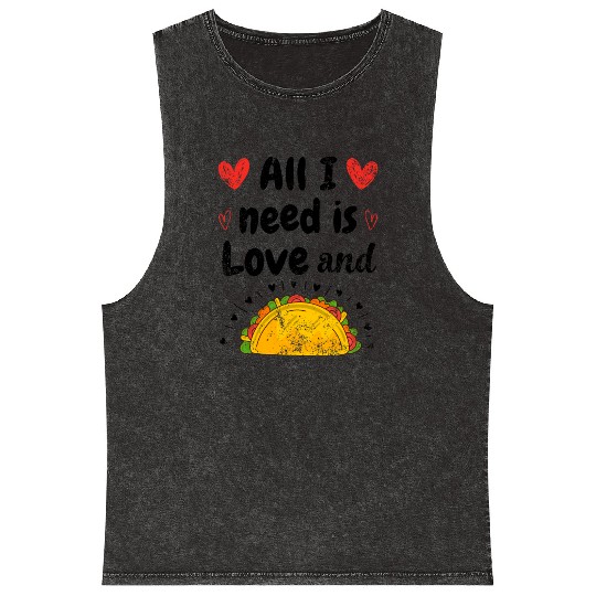 Vintage I Love Tacos Groovy Tacos Are My Valentine Mineral Wash Tank Tops