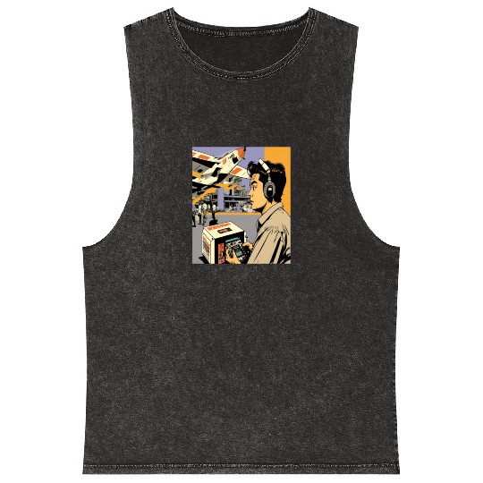 Miniature Plane Lover Cool Retro Radio Controlled Mineral Wash Tank Tops