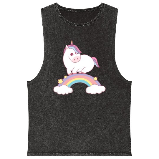 unicorn standing on rainbow Mineral Wash Tank Tops
