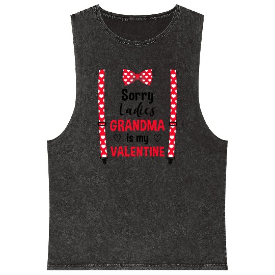 Grandma Is My Valentine Grandma Kid Valentines Day Mineral Wash Tank Tops
