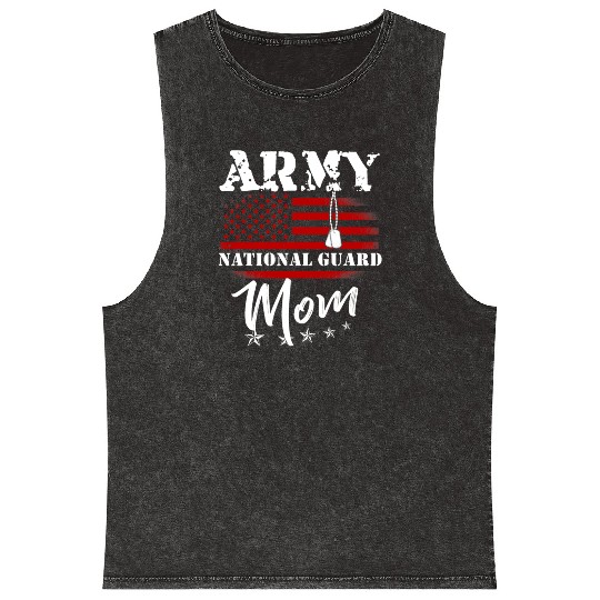 Proud Army National Guard Mom US Flag Tees US Mili Mineral Wash Tank Tops