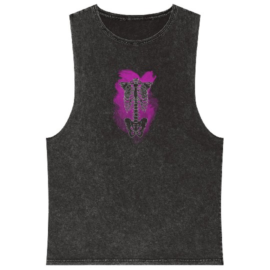 Neon Skeleton Rib Cage Mineral Wash Tank Tops
