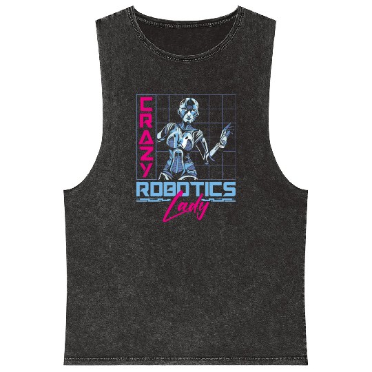 Robot Robotics Engineer Female Mineral Wash Tank Tops