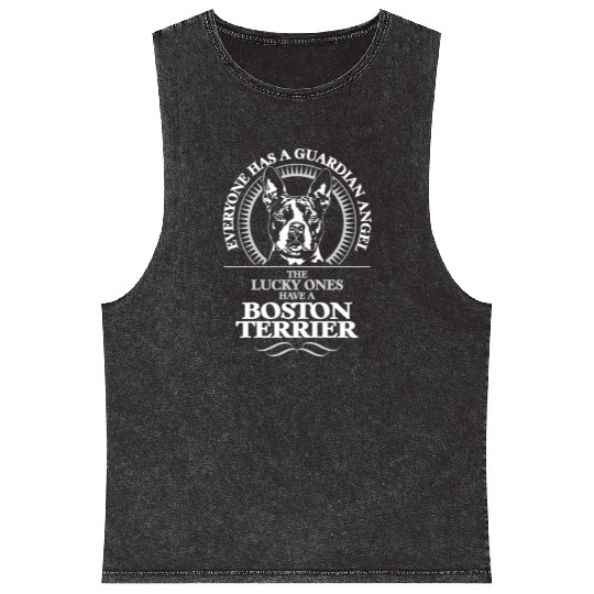 Boston Terrier Guardian Angel Dog quote Mineral Wash Tank Tops