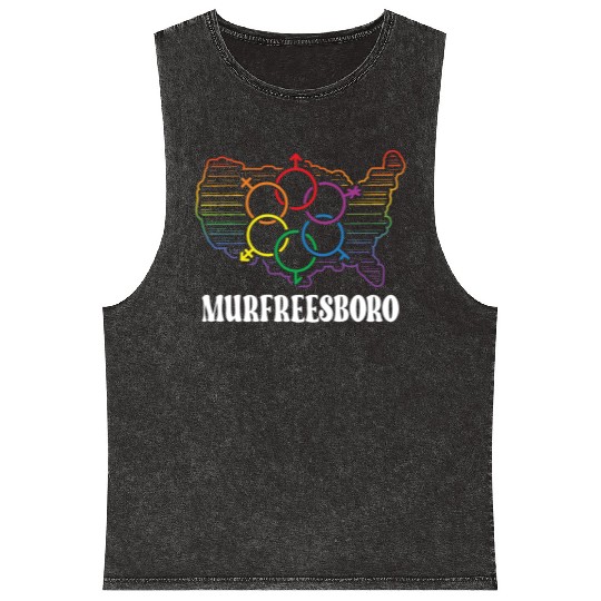 Murfreesboro Pride Month Pride Flag LGBT Community Mineral Wash Tank Tops