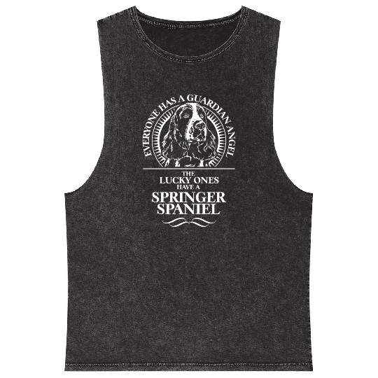 Springer Spaniel Guardian Angel dog quote Mineral Wash Tank Tops