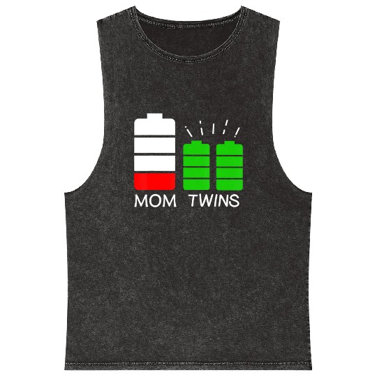 Twin Mom Low Battery Tired Mom Of Twins Mineral Wash Tank Tops