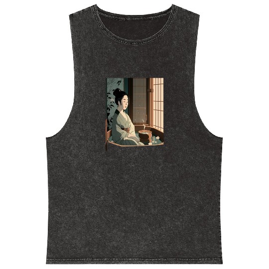 Japanese Culture Lover Japanese Style Spa In Mineral Wash Tank Tops