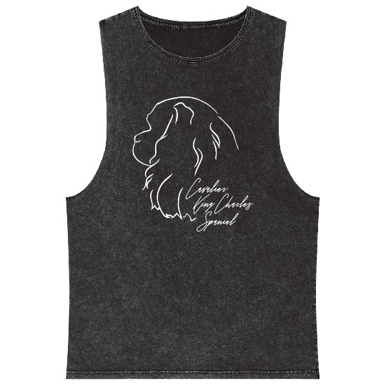 Cavalier King Charles Spaniel Profile dog mom Mineral Wash Tank Tops