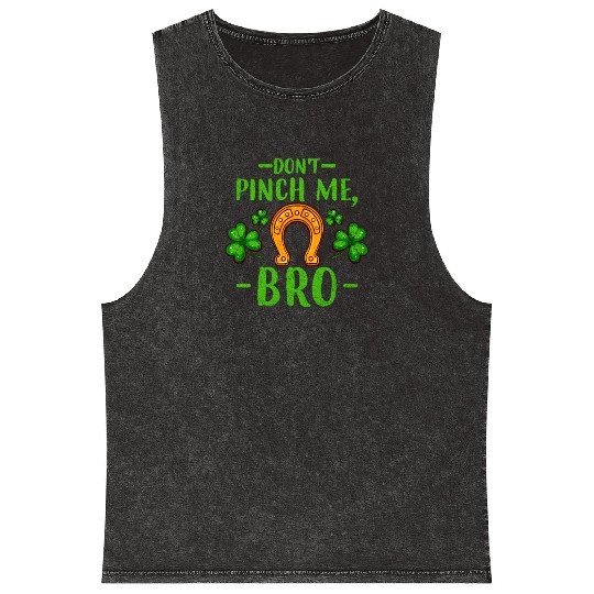 Don't Pinch Me Bro Lucky Horseshoe and Clover Leaf Mineral Wash Tank Tops