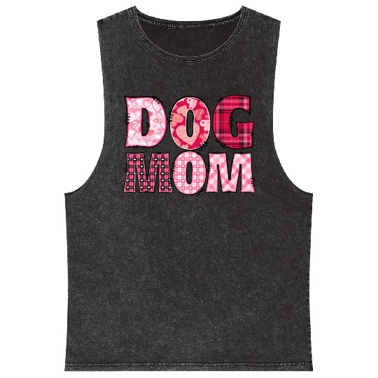 Cute Dog mom Valentines letters pink red Mineral Wash Tank Tops