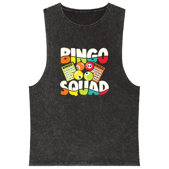 Bingo Squad Funny Bingo Lover Bingo Player Team Me Mineral Wash Tank Tops