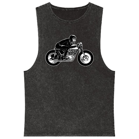 Cafe Racer Motorcyclist (2c) Mineral Wash Tank Tops