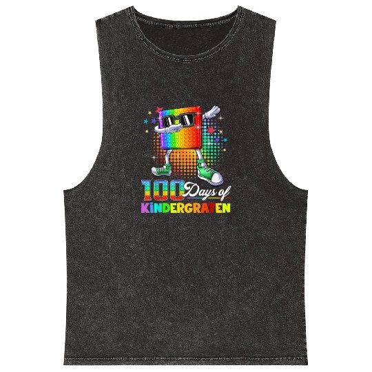 100 Days Of Kindergarten School Teacher Mineral Wash Tank Tops