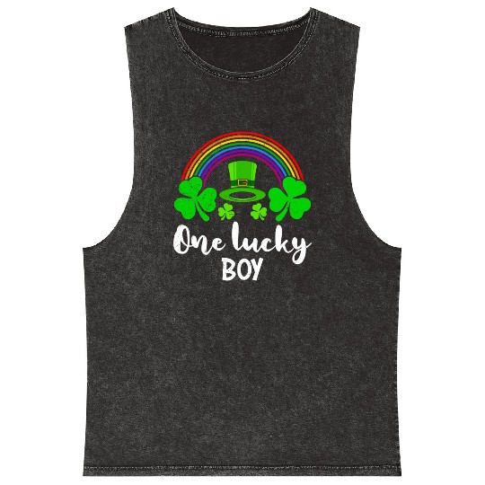 One Lucky Boy St Patrick's Day Mineral Wash Tank Tops
