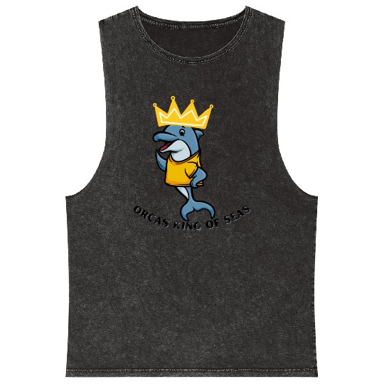 Orcas king of sea Mineral Wash Tank Tops