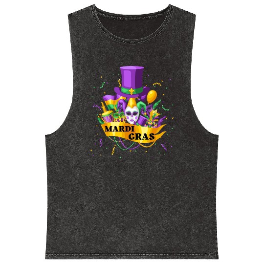 Happy Mardi Gras 2023 Funny Mardi Gras Mineral Wash Tank Tops