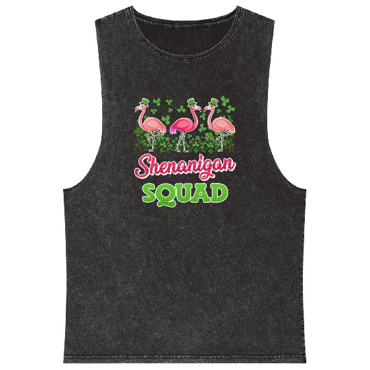 Flamingo Shenanigan Squad St. Patrick's Day Mineral Wash Tank Tops