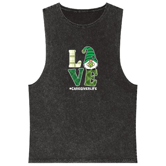Love Caregiver Life St. Patrick's Day Mineral Wash Tank Tops