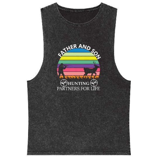Father and son Hunting Partners For Life Mineral Wash Tank Tops