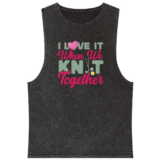 Knitting Knitter Friends Besties Mineral Wash Tank Tops