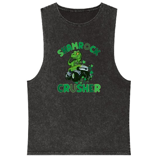 St. Patrick's T. rex Monster Truck The Shamrock Mineral Wash Tank Tops