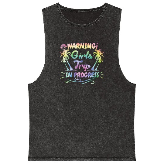 Attention girls trip in progress Spring Break Mineral Wash Tank Tops