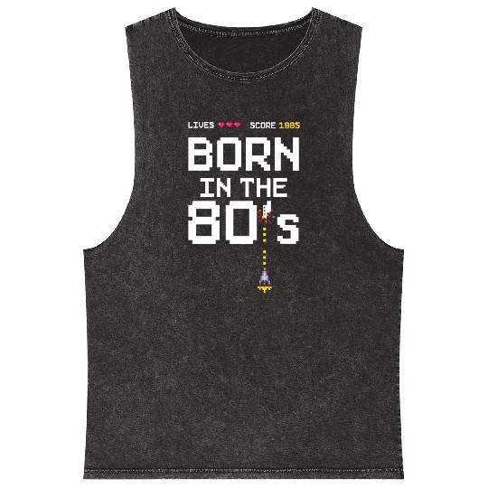 1985 Birtday Retro Gamer Pixel Born in the 80s Mineral Wash Tank Tops