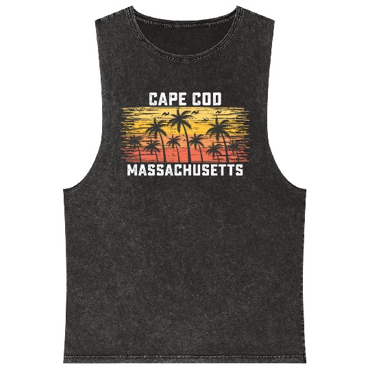 Cape Cod Massachusetts Summer Retro VIntage Mineral Wash Tank Tops