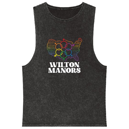 Wilton Manors Pride Flag Pride Month LGBTQ Flag Mineral Wash Tank Tops