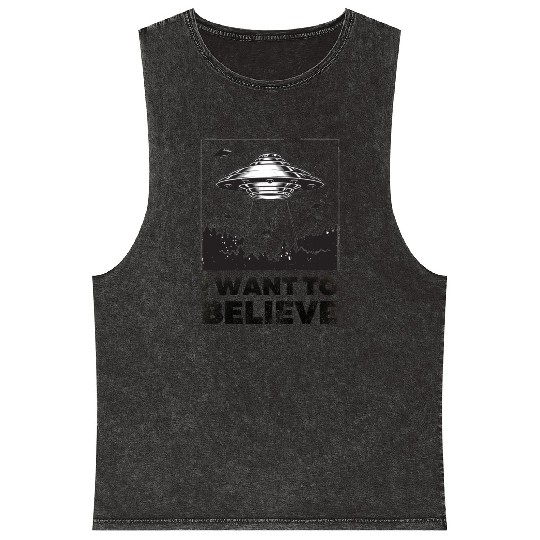 I Want To Believe Aliens UFO Area 51 Roswell Mineral Wash Tank Tops