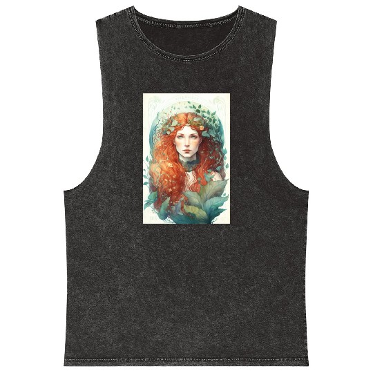 druid red hair spring forest elf nature fairy Mineral Wash Tank Tops
