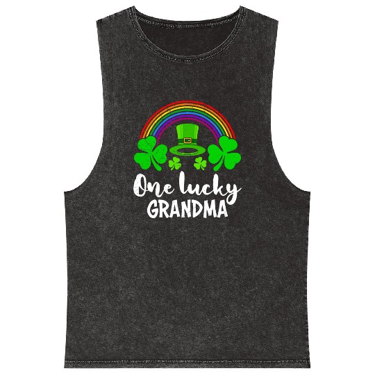 One Lucky Grandma St Patrick's Day Grandma Mineral Wash Tank Tops