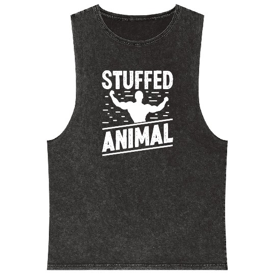 Strongman stuffed animal gym fitness bodybuilding Mineral Wash Tank Tops