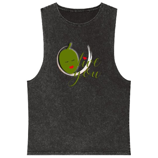 Olive you - I Love You Mineral Wash Tank Tops