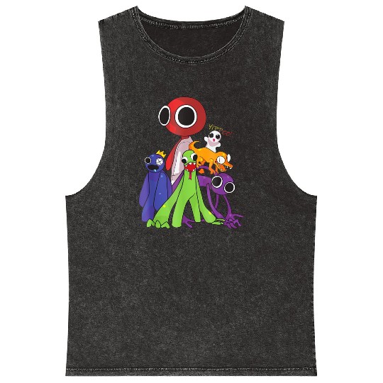 Rainbow Friends blue red orange green Mineral Wash Tank Tops
