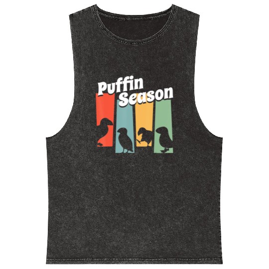 Funny Puffin Season Retro Vintage Puffin Lover Mineral Wash Tank Tops