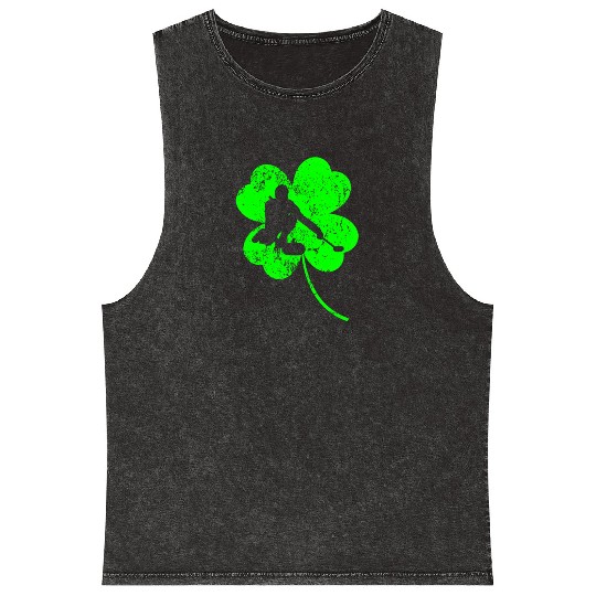 Curling St. Patrick's day shamrock Mineral Wash Tank Tops