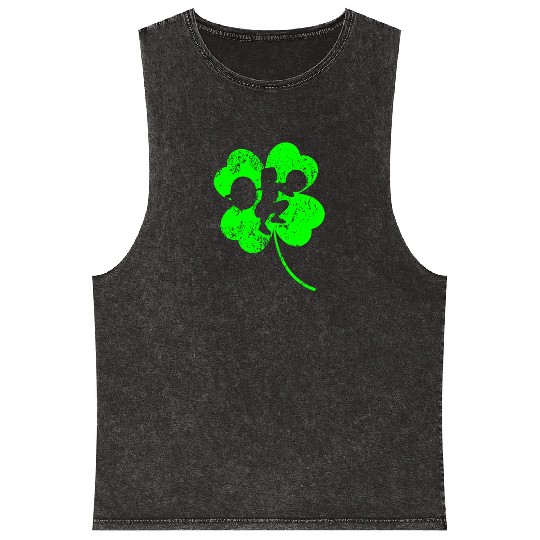 Weightlifting St. Patrick's day shamrock Mineral Wash Tank Tops